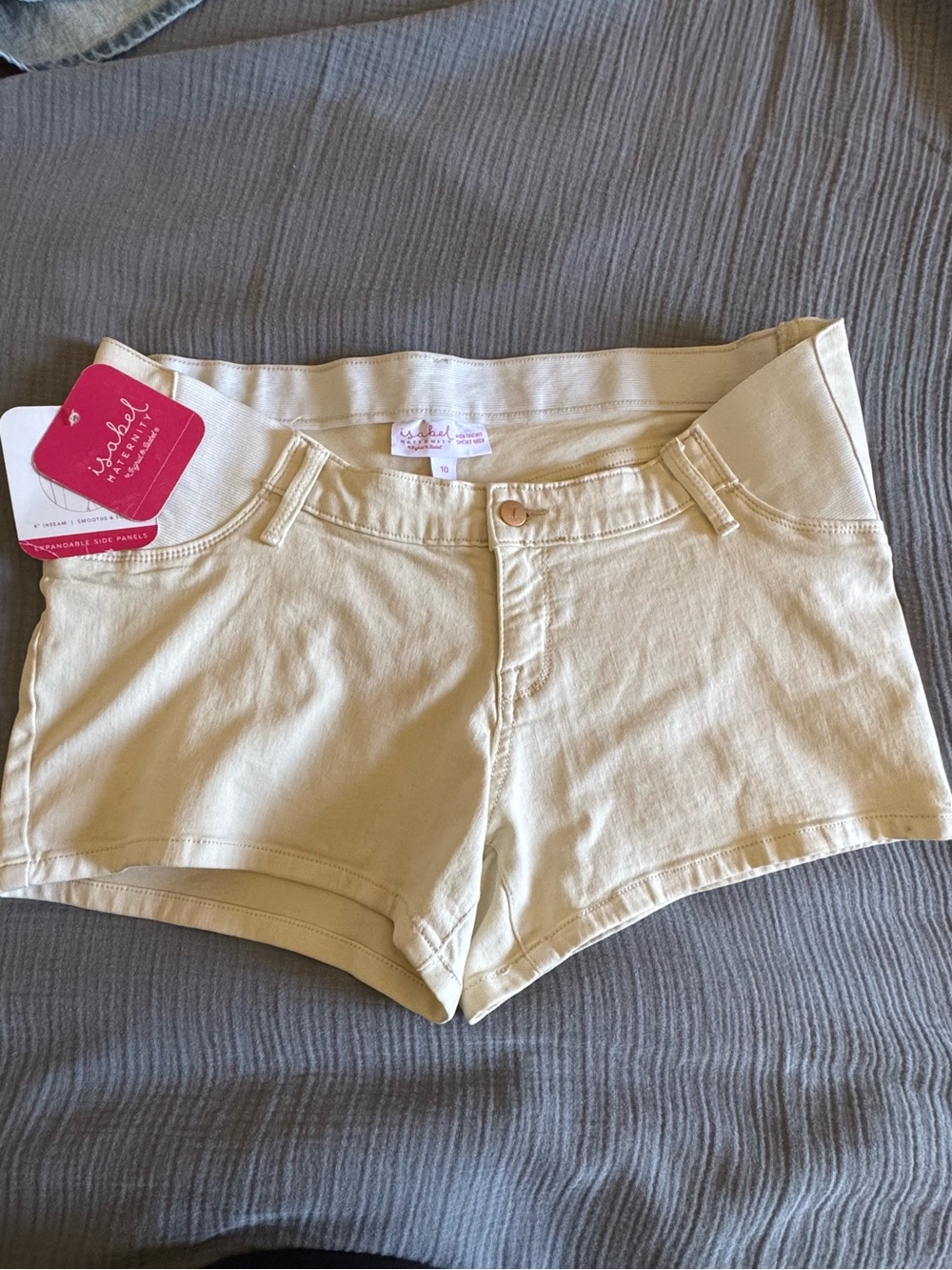 Isabel Maternity by Ingrid & Isabel Cream Denim Short Shorts